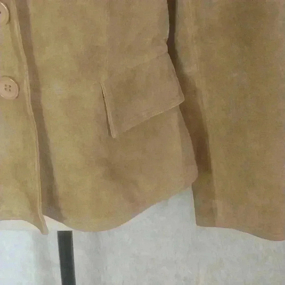 Bagatelle Tan Light Brown Khaki Suede Leather Coat Jacket Blazer Women Size 10 - Picture 5 of 7
